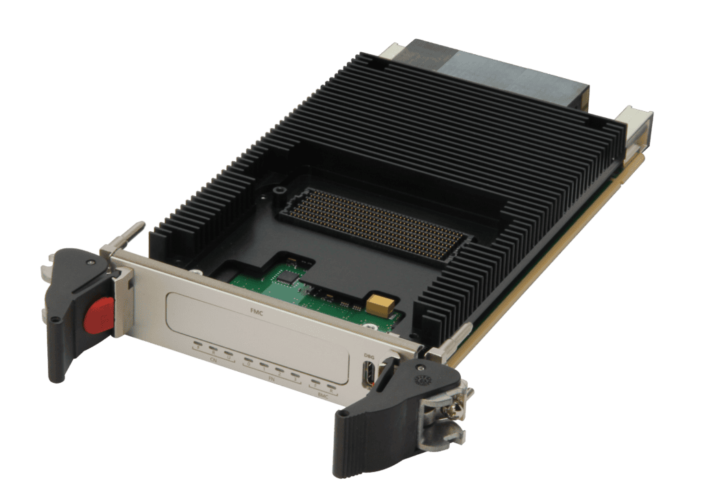 Compact embedded computing module with heatsink and connectors.